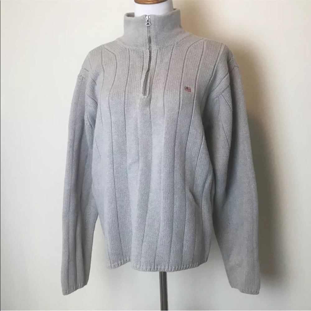 Ralph Lauren Polo Half Zip Gray Sweater Sz L